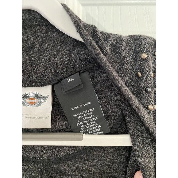 Genuine Harley Davidson Womens XL Open Front Studded Cardigan Metal Logo - Picture 7 of 12